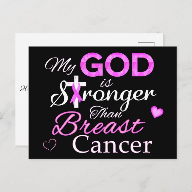 My GOD is Stronger Than Breast Cancer Postcard (Front/Back)