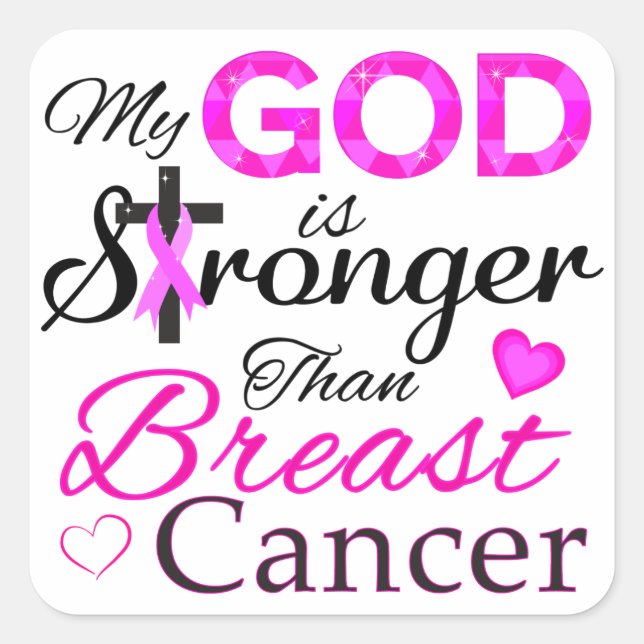 My GOD is Stronger Than Breast Cancer Square Sticker (Front)