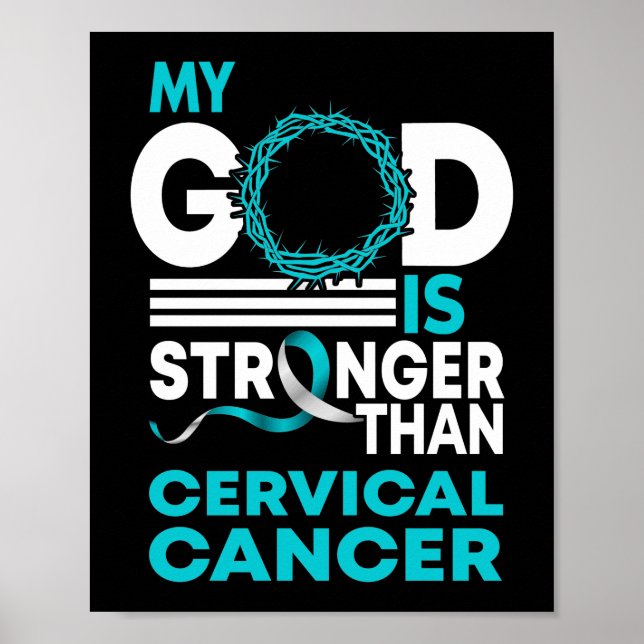 My God Is Stronger Than Cervical Cancer Awareness Poster (Front)