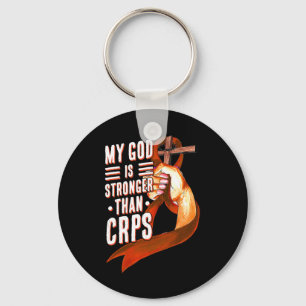My God Is Stronger Than Crps Awareness Month Orang Key Ring