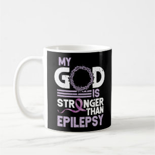 My God Is Stronger Than Epilepsy Awareness Ribbon Coffee Mug