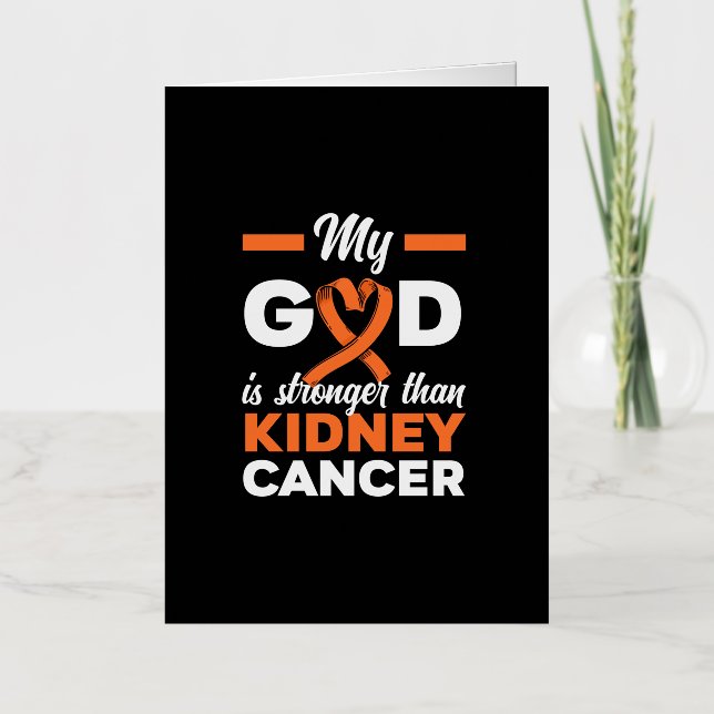 My God Is Stronger Than Kidney Cancer Warrior Foil Greeting Card (Front)