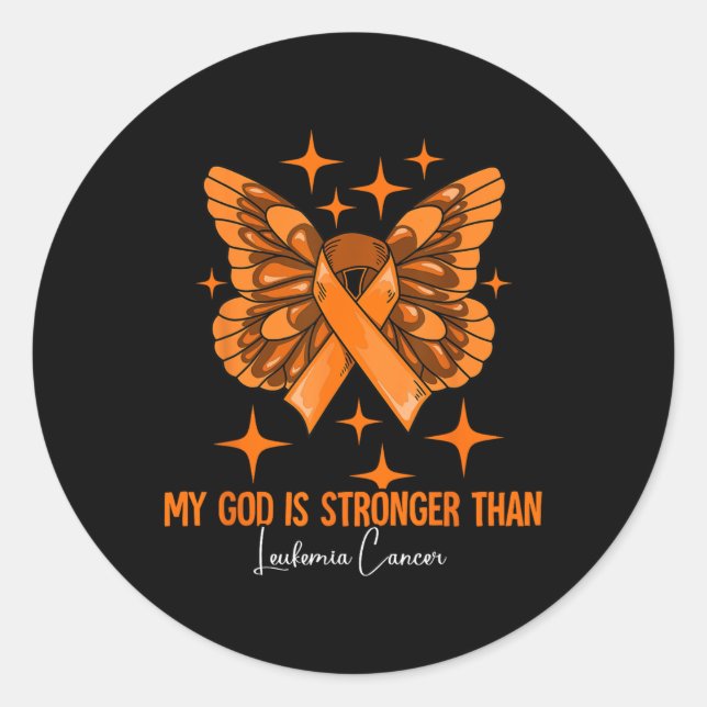 My God Is Stronger Than Leukaemia Awareness  Classic Round Sticker (Front)