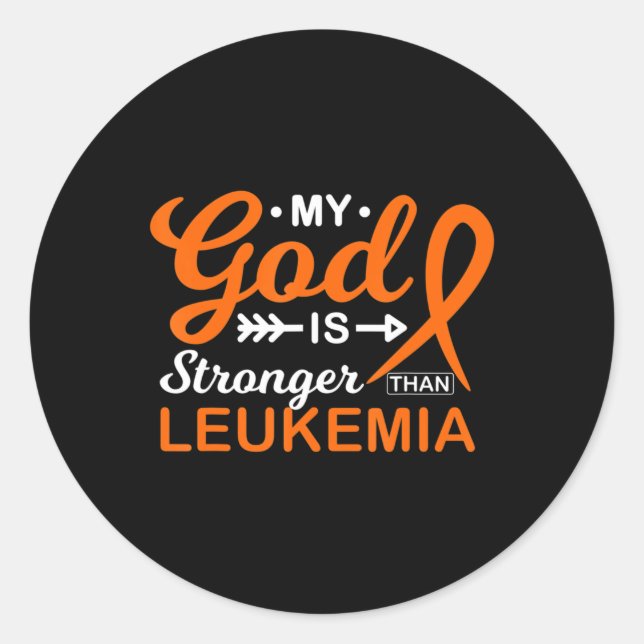 My God is Stronger Than Leukaemia Awareness Warrio Classic Round Sticker (Front)