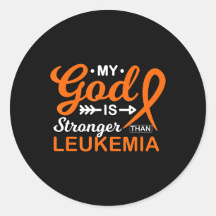 My God is Stronger Than Leukaemia Awareness Warrio Classic Round Sticker