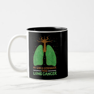 My God Is Stronger Than Lung Cancer Two-Tone Coffee Mug