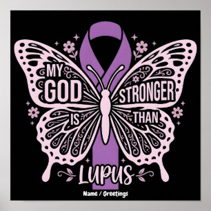 My God Is Stronger Than Lupus Faith Based Warrior Poster