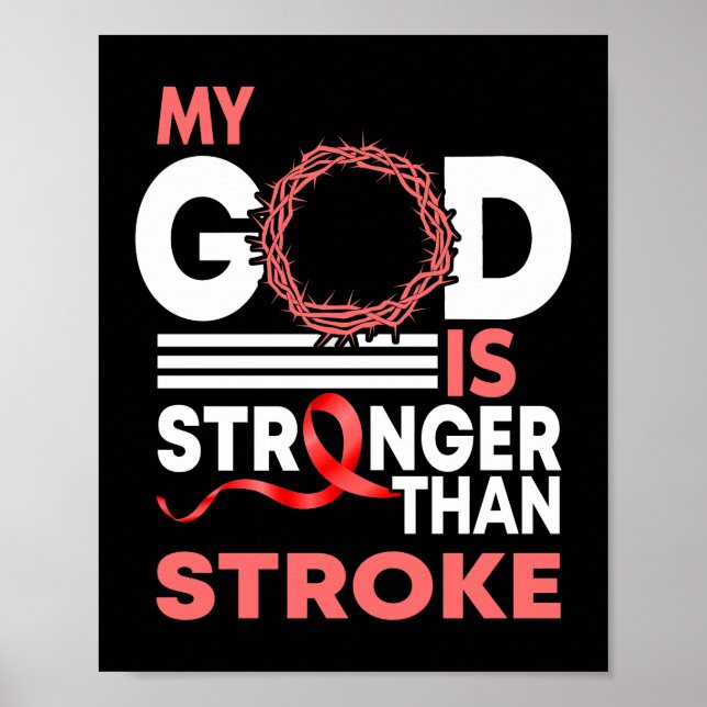 My God Is Stronger Than Stroke Awareness Ribbon Poster (Front)