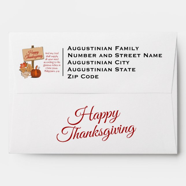 My God Shall Supply | HAPPY THANKSGIVING Envelope (Back (Top Flap))