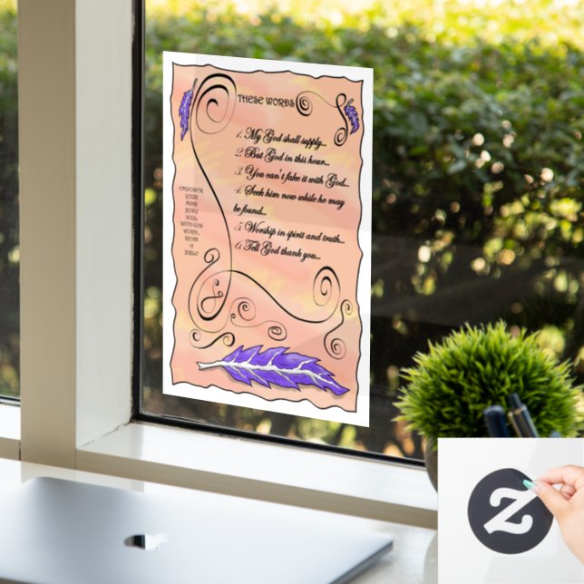 My God shall supply these words Window Cling (Office)