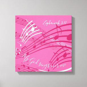 My God Sings Over Me Zephaniah 3:17 PINK Music Canvas Print