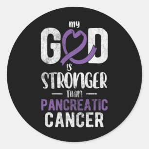 My God Stronger Than Pancreatic Cancer Awareness Classic Round Sticker
