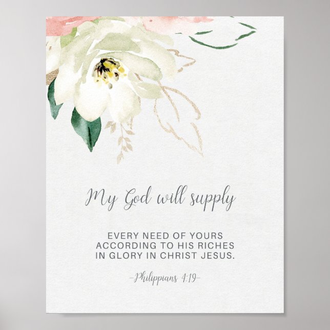 My God Will Supply, Bible Verse Poster (Front)