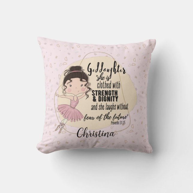 My Goddaughter The Ballerina Motivational Quote Cushion (Front)