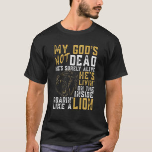 My God's Not Dead Lion Christian Christ Cross Fait T-Shirt