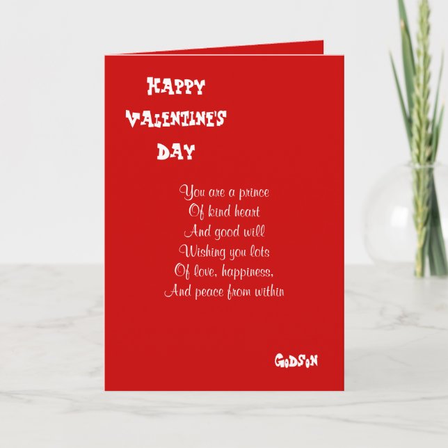 My godson on valentine's day holiday card (Front)