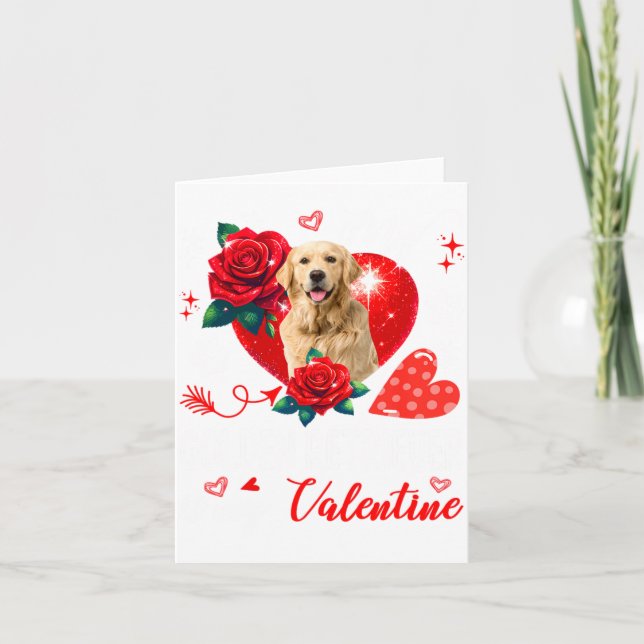 My Golden Retriever Is My Valentine Owner Floral H Card (Front)