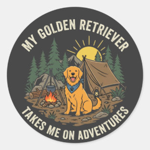 My Golden Retriever Takes Me On Adventures Classic Round Sticker