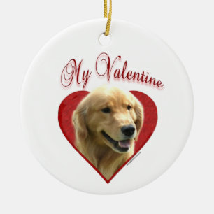 My Golden Retriever Valentine Ceramic Tree Decoration