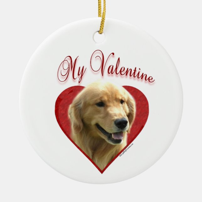 My Golden Retriever Valentine Ceramic Tree Decoration (Front)