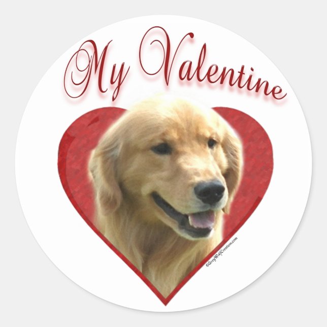 My Golden Retriever Valentine Classic Round Sticker (Front)