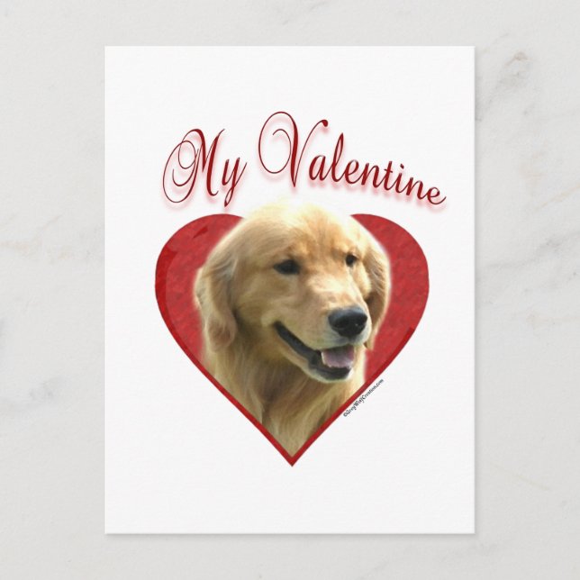 My Golden Retriever Valentine Holiday Postcard (Front)
