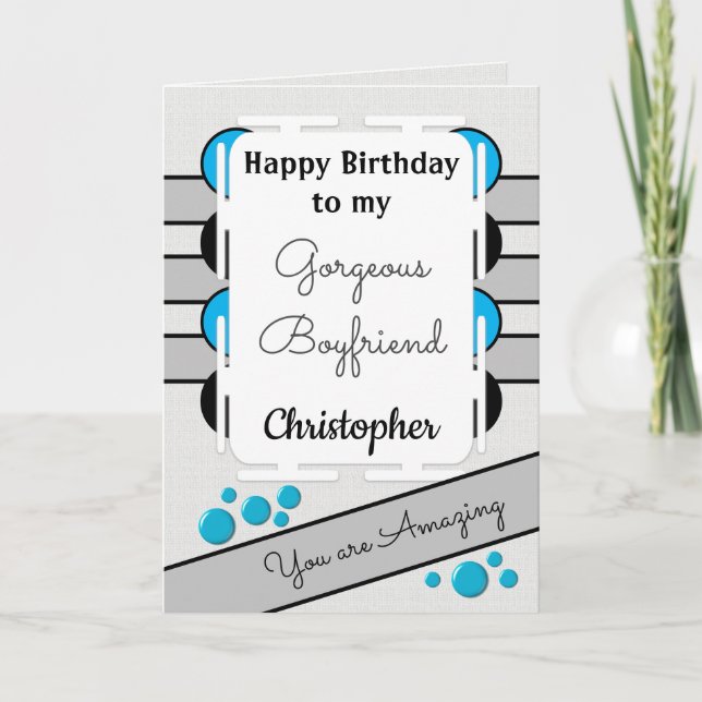 My gorgeous Boyfriend blue love you birthday Card (Front)