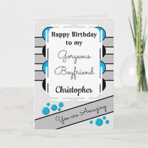 My gorgeous Boyfriend blue love you birthday Card