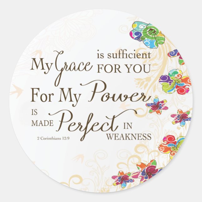 My Grace is Sufficient Classic Round Sticker (Front)