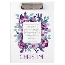 My Grace Purple Watercolor Floral Clipboard 
