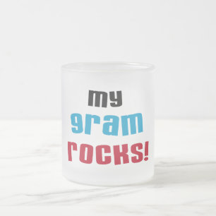 My Gram Rocks T-shirts and Gifts Frosted Glass Coffee Mug