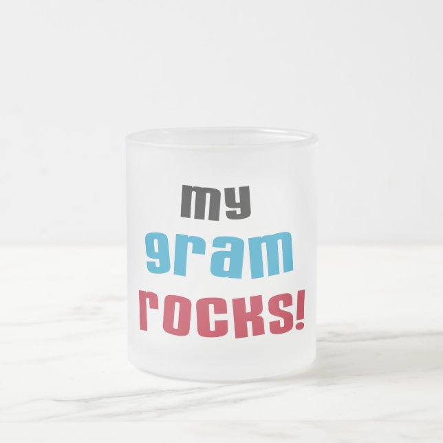 My Gram Rocks T-shirts and Gifts Frosted Glass Coffee Mug (Center)