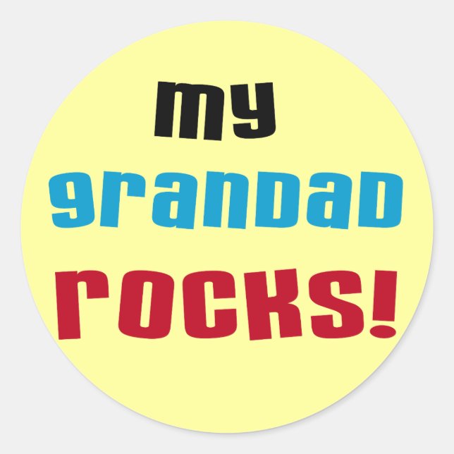My Grandad Rocks T-shirts and Gifts Classic Round Sticker (Front)