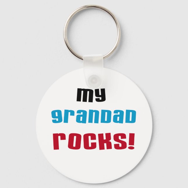 My Grandad Rocks T-shirts and Gifts Key Ring (Front)