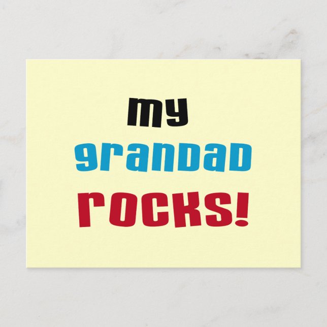 My Grandad Rocks T-shirts and Gifts Postcard (Front)