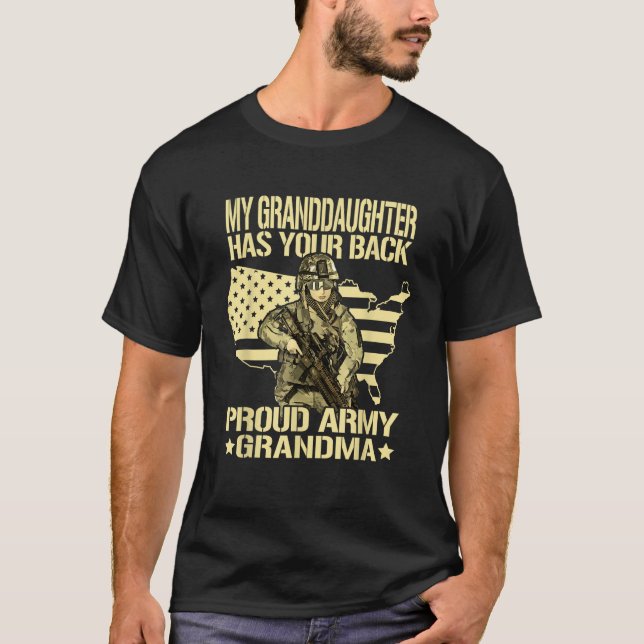 My Granddaughter Has Your Back Proud Army Grandma  T-Shirt (Front)