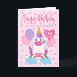 My Granddaughter Unicorn On Rainbow 10th Birthday Card<br><div class="desc">An adorable unicorn sitting on a rainbow surrounded by balloons and confetti. The top of the card has the hand lettered words 'Happy Birthday' while the heart shaped balloon has the hand lettered words 'one today'. The perfect card for your sweet granddaughter's 10th birthday from you!</div>