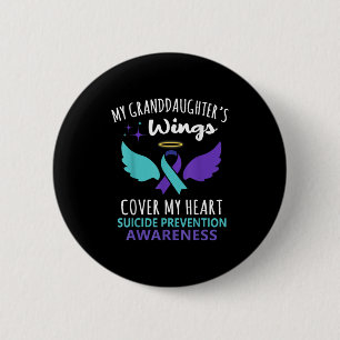 My Granddaughters Wings Cover Heart Suicide Awaren 6 Cm Round Badge