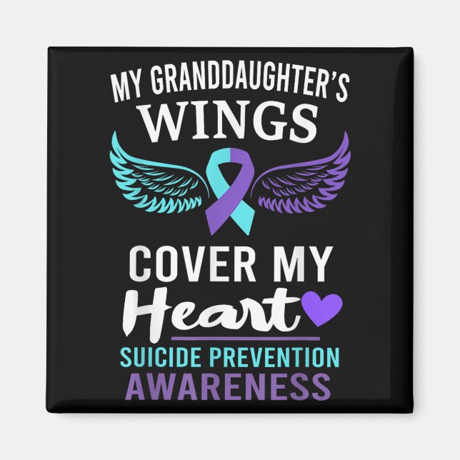 My Granddaughters Wings Cover Heart Suicide Awaren Magnet (Front)