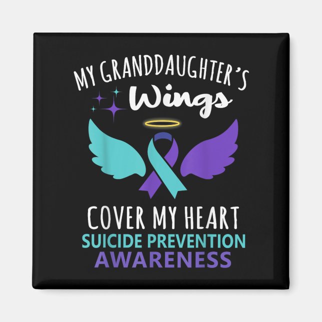My Granddaughters Wings Cover Heart Suicide Awaren Magnet (Front)