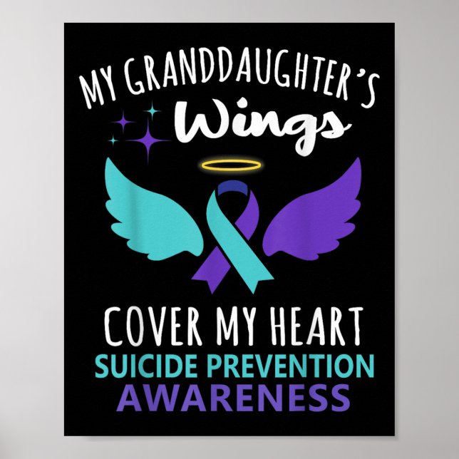 My Granddaughters Wings Cover Heart Suicide Awaren Poster (Front)