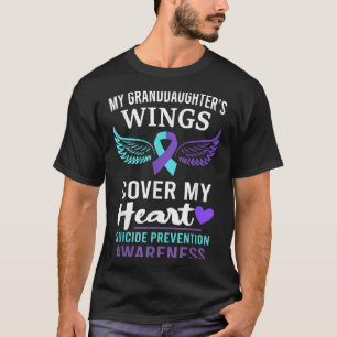 My Granddaughters Wings Cover Heart Suicide Awaren T-Shirt