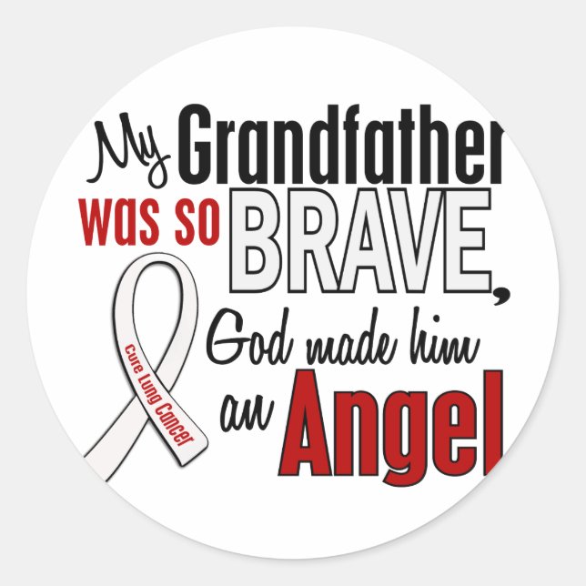 My Grandfather Is An Angel Lung Cancer Classic Round Sticker (Front)