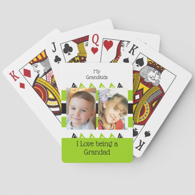 My grandkids love being a Grandad green white Playing Cards (Back)