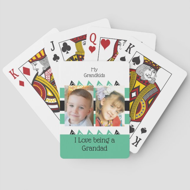 My grandkids love being a Grandad green white Playing Cards (Back)