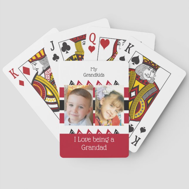 My grandkids love being a Grandad red white Playing Cards (Back)