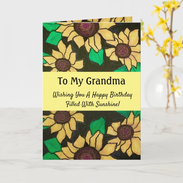 My Grandma Birthday Wishes Joy Sunflowers Card (Yellow Flower)