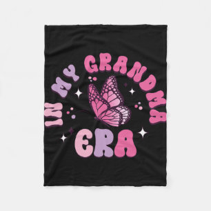 My Grandma Era Funny Butterfly Groovy Retro Mother Fleece Blanket