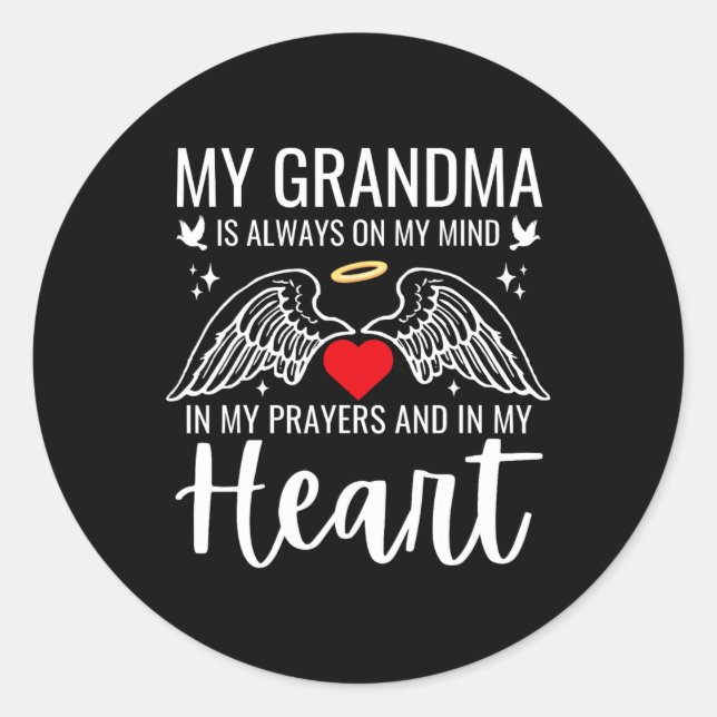 My Grandma Guardian Angel Heaven Memorial Love Mot Classic Round Sticker (Front)