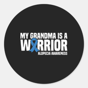 My Grandma is a Warrior Blue Ribbon Alopecia Aware Classic Round Sticker